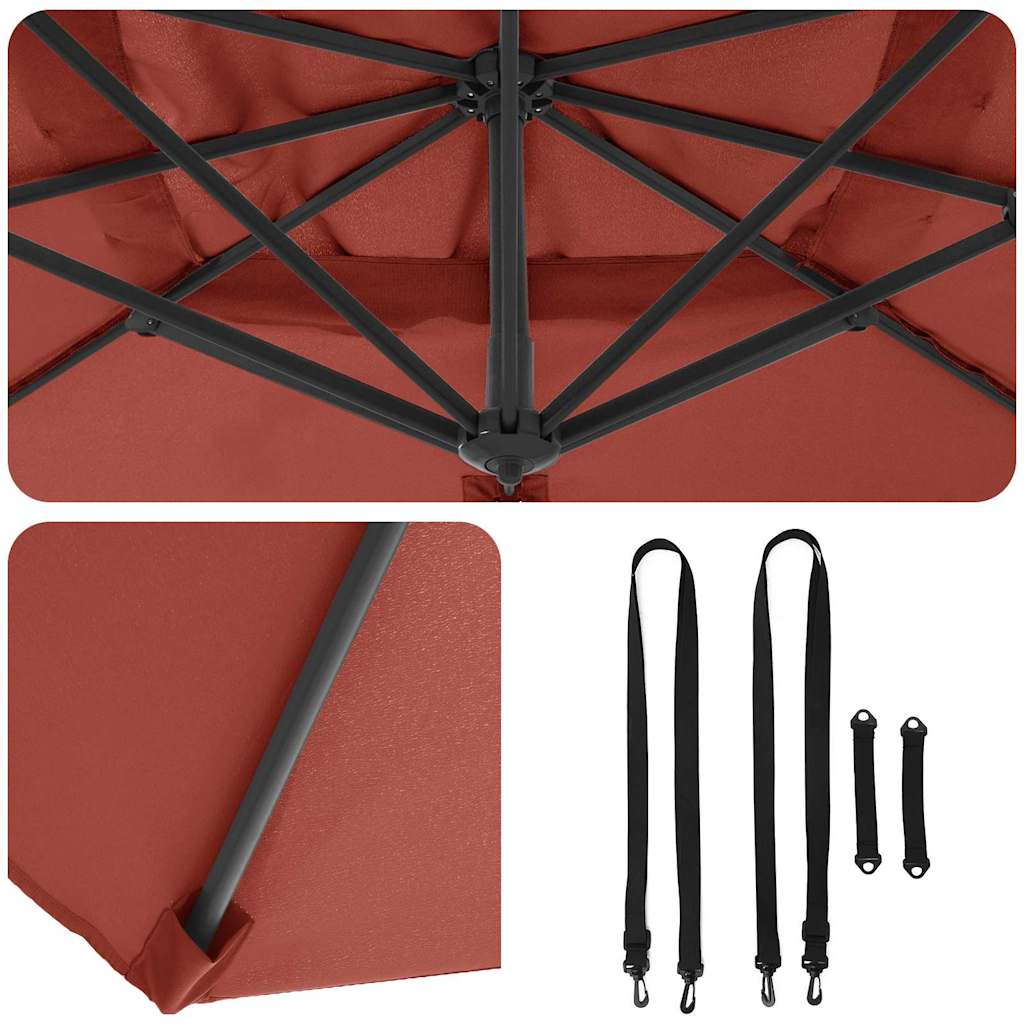 Roma parasol Rød 286 x 284 x 265 cm Aluminium og polyester