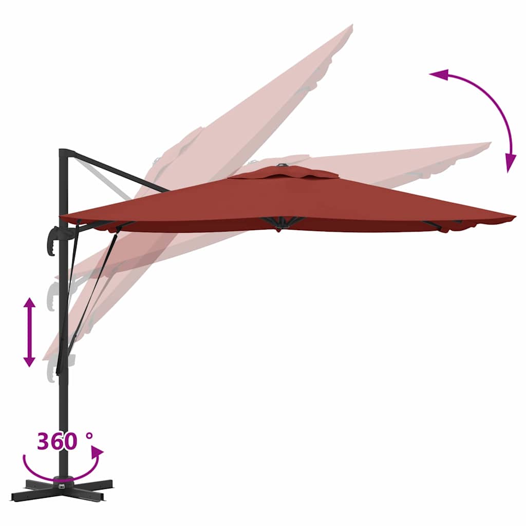 Roma parasol Rød 286 x 284 x 265 cm Aluminium og polyester