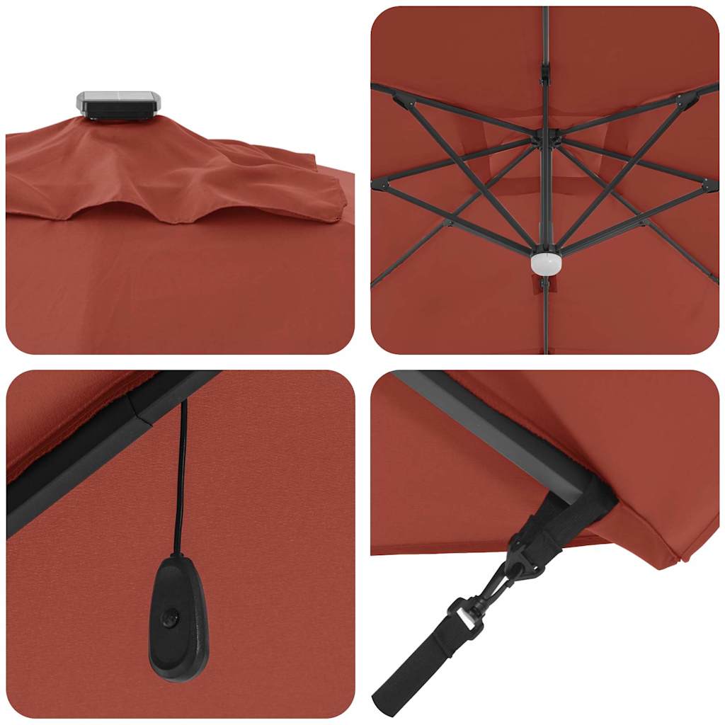 Roma parasol Rød 286 x 284 x 270 cm Aluminium og polyester