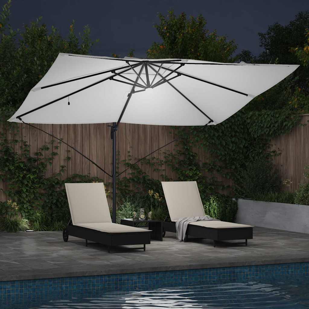 Parasoll sand 351 x 250 x 253 cm Polyester og aluminium