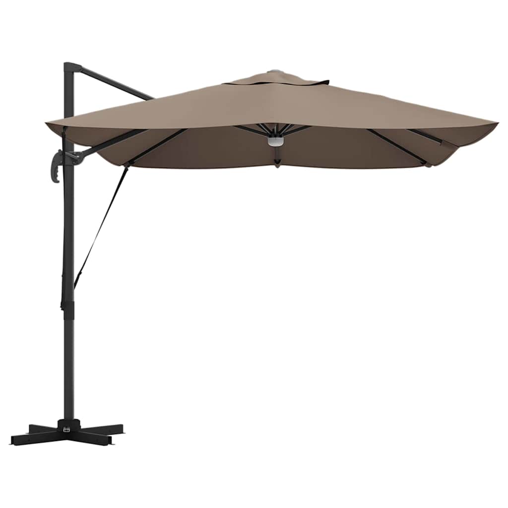 Parasoll Gråbrun 351 x 250 x 253 cm Polyester og aluminium