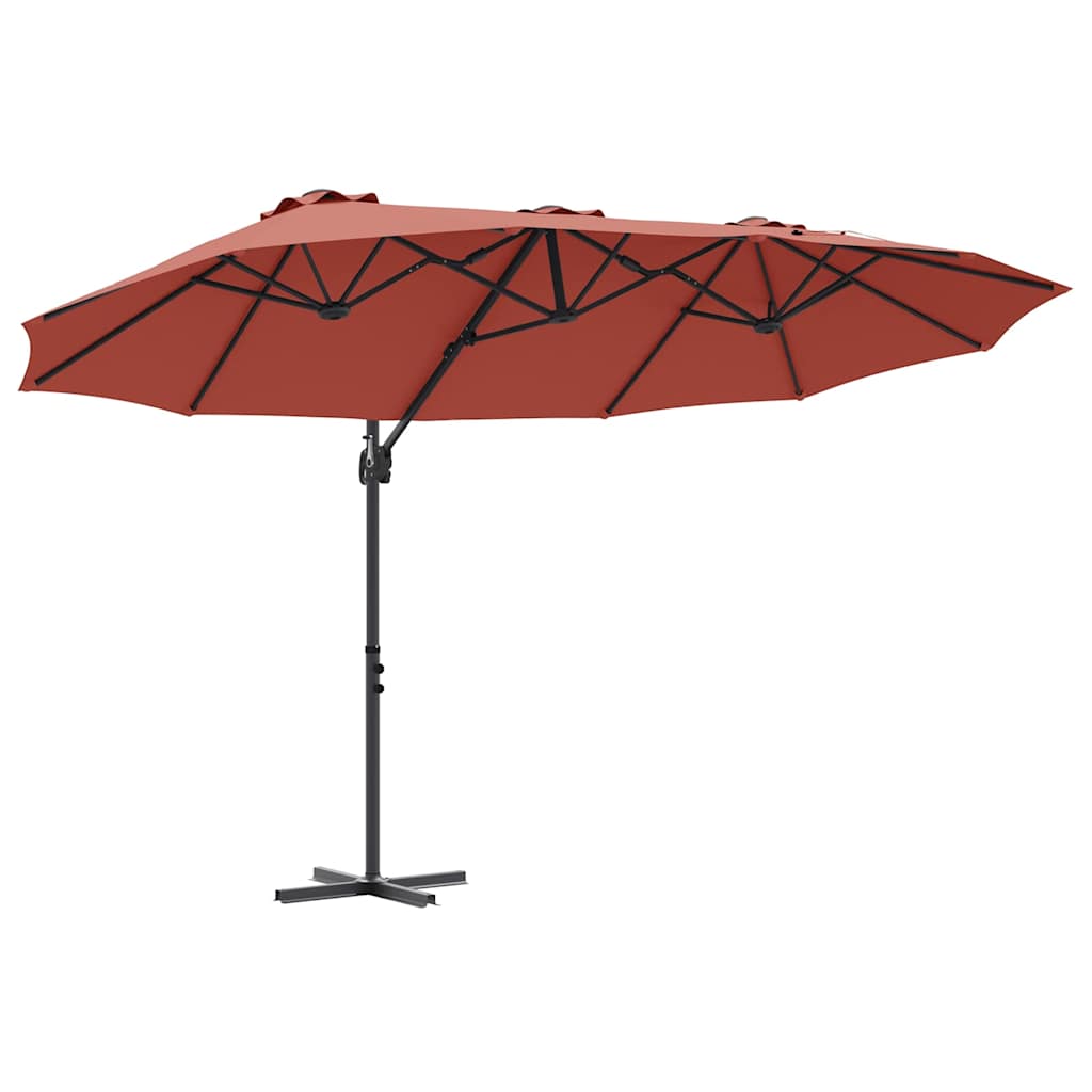 Parasoll Terrakotta 372 x 198 x 243 cm Polyester og aluminium vidaXL