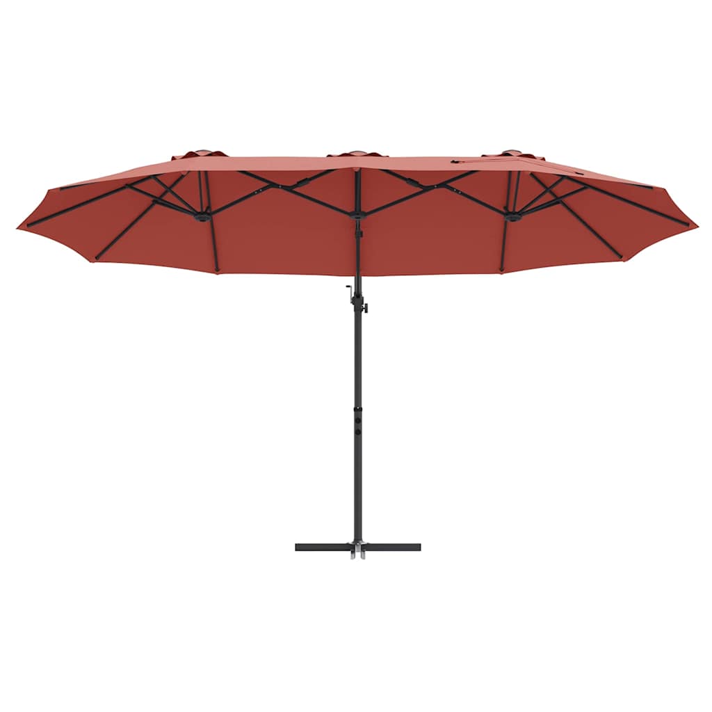 Parasoll Terrakotta 372 x 198 x 243 cm Polyester og aluminium vidaXL