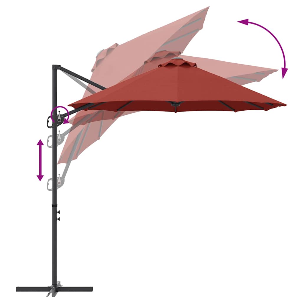Parasoll Terrakotta 372 x 198 x 243 cm Polyester og aluminium vidaXL