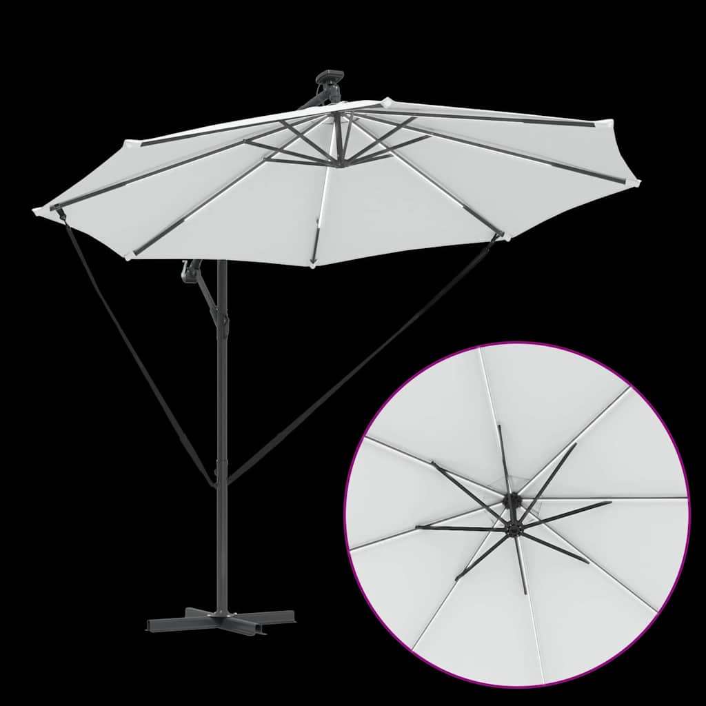 Parasoll sand 294 x 294 x 248 cm Polyester og aluminium