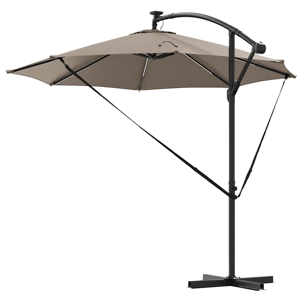 Parasoll Gråbrun 294 x 294 x 248 cm Polyester og aluminium