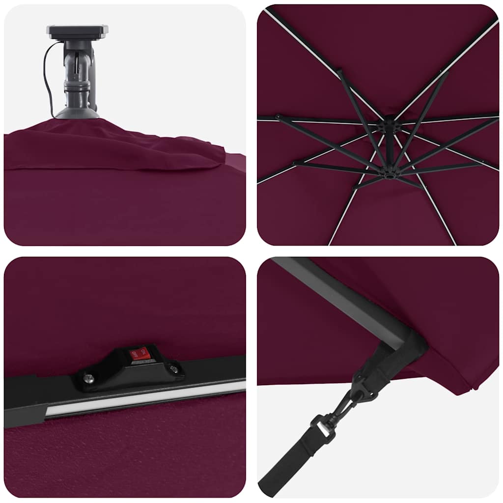 Parasoll Bordeaux Rød 294 x 294 x 248 cm Polyester og aluminium