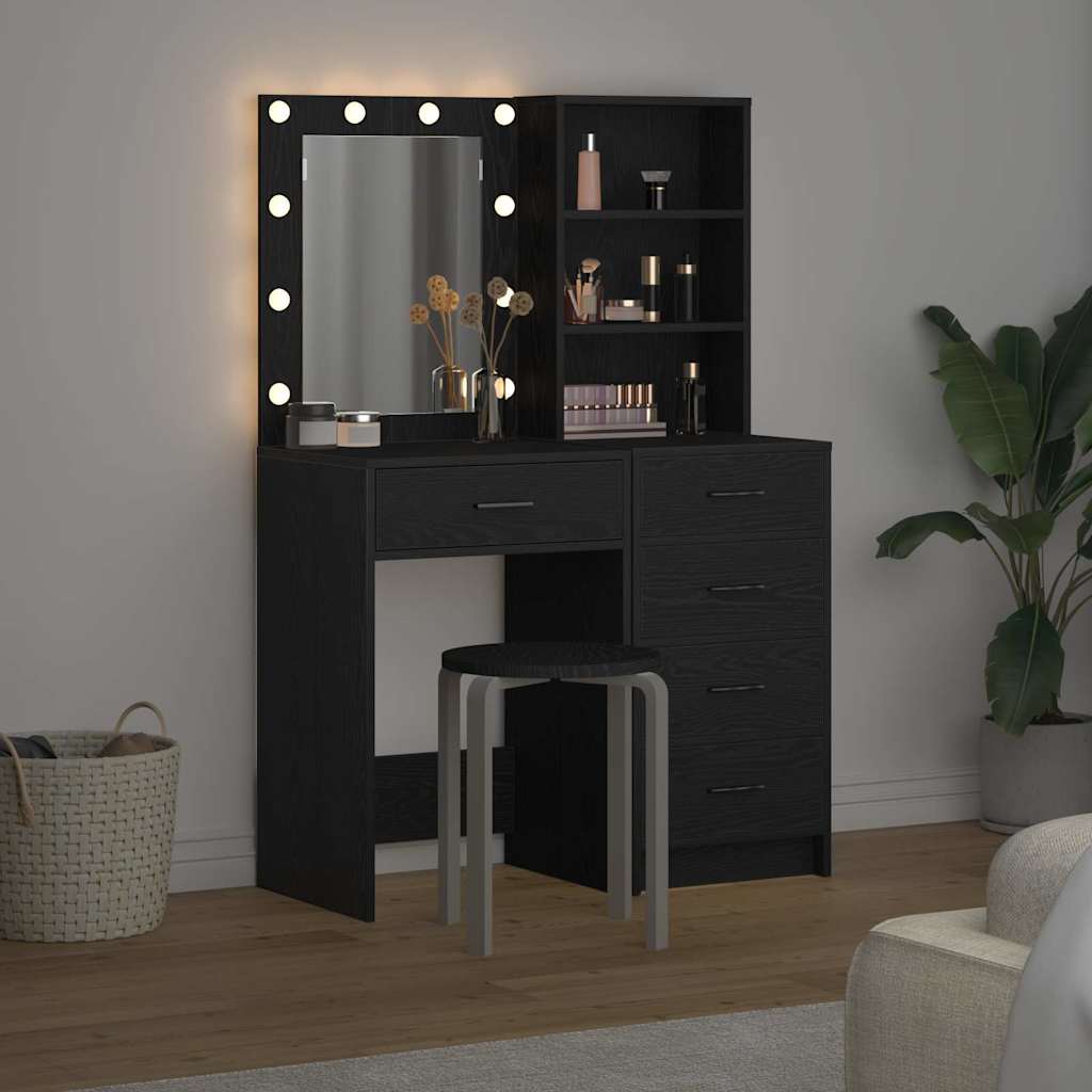Sminkebord 2 pcs Svart 50 x 41 x 135 cm Konstruert tre
