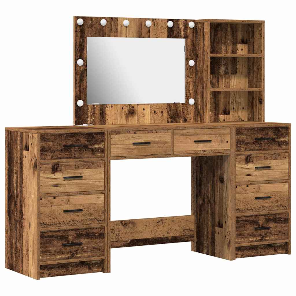 Sminkebord med skuff 3 pcs Brun 40 x 41 x 135 cm Konstruert tre