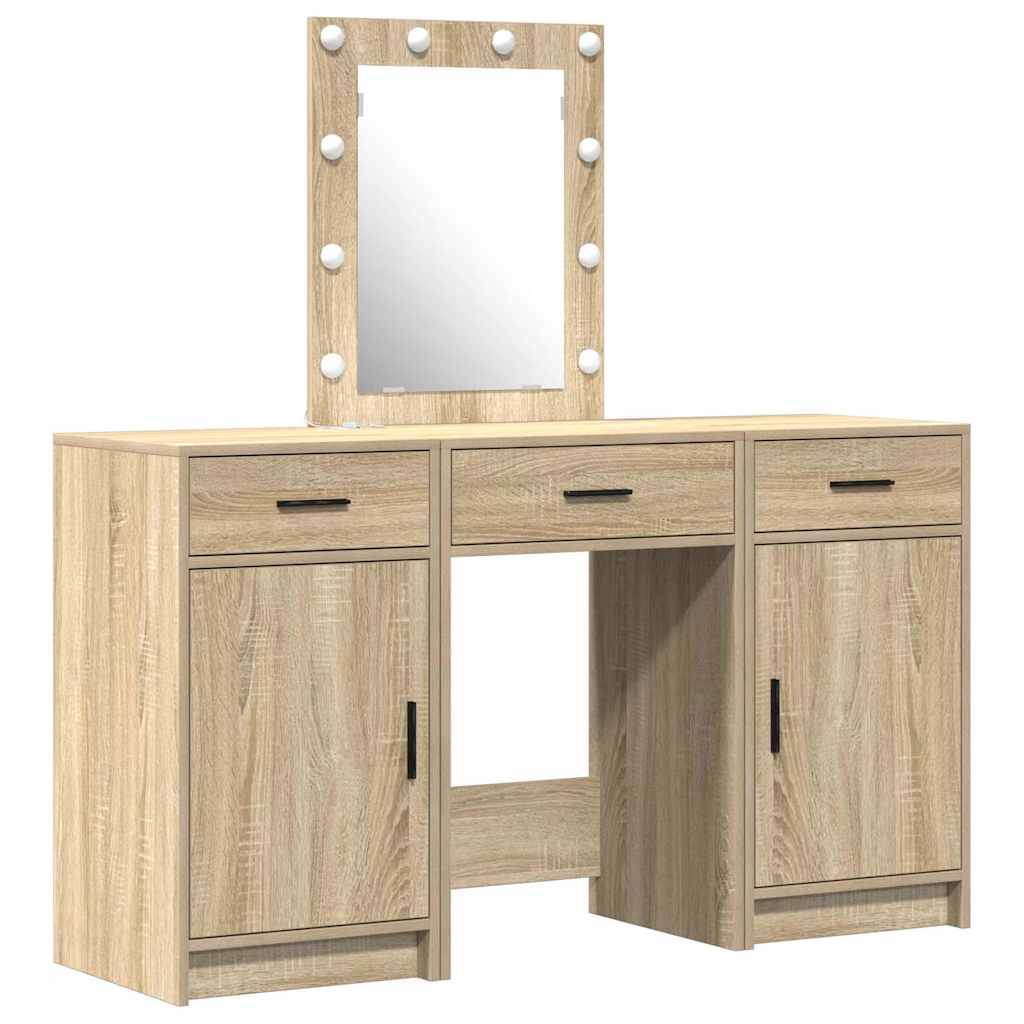 Sminkebord med speillys Brun 50 x 41 x 135 cm Konstruert tre