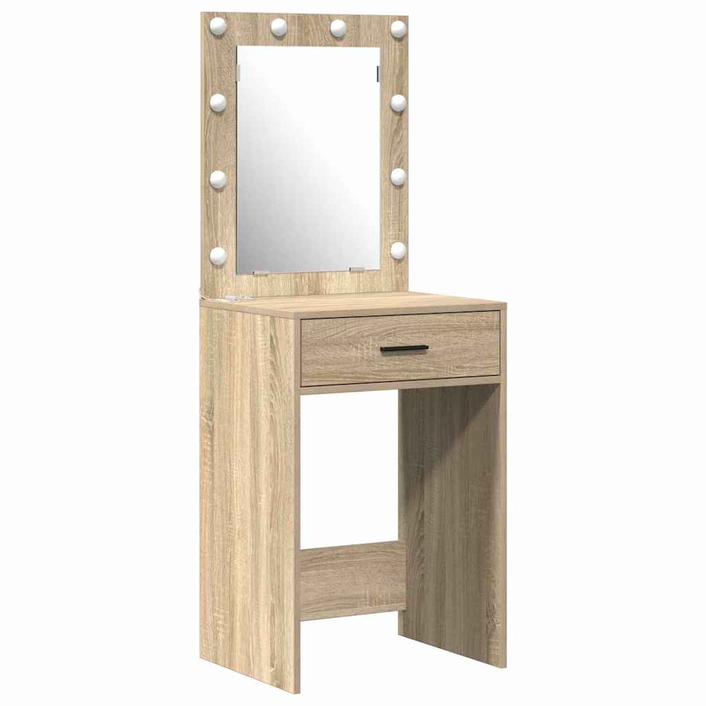 Sminkebord med speillys Brun 50 x 41 x 135 cm Konstruert tre