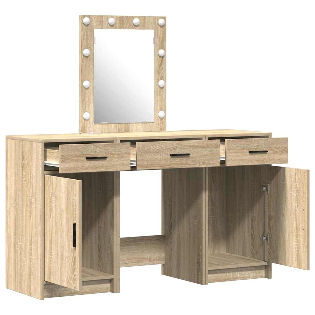Sminkebord med speillys Brun 50 x 41 x 135 cm Konstruert tre