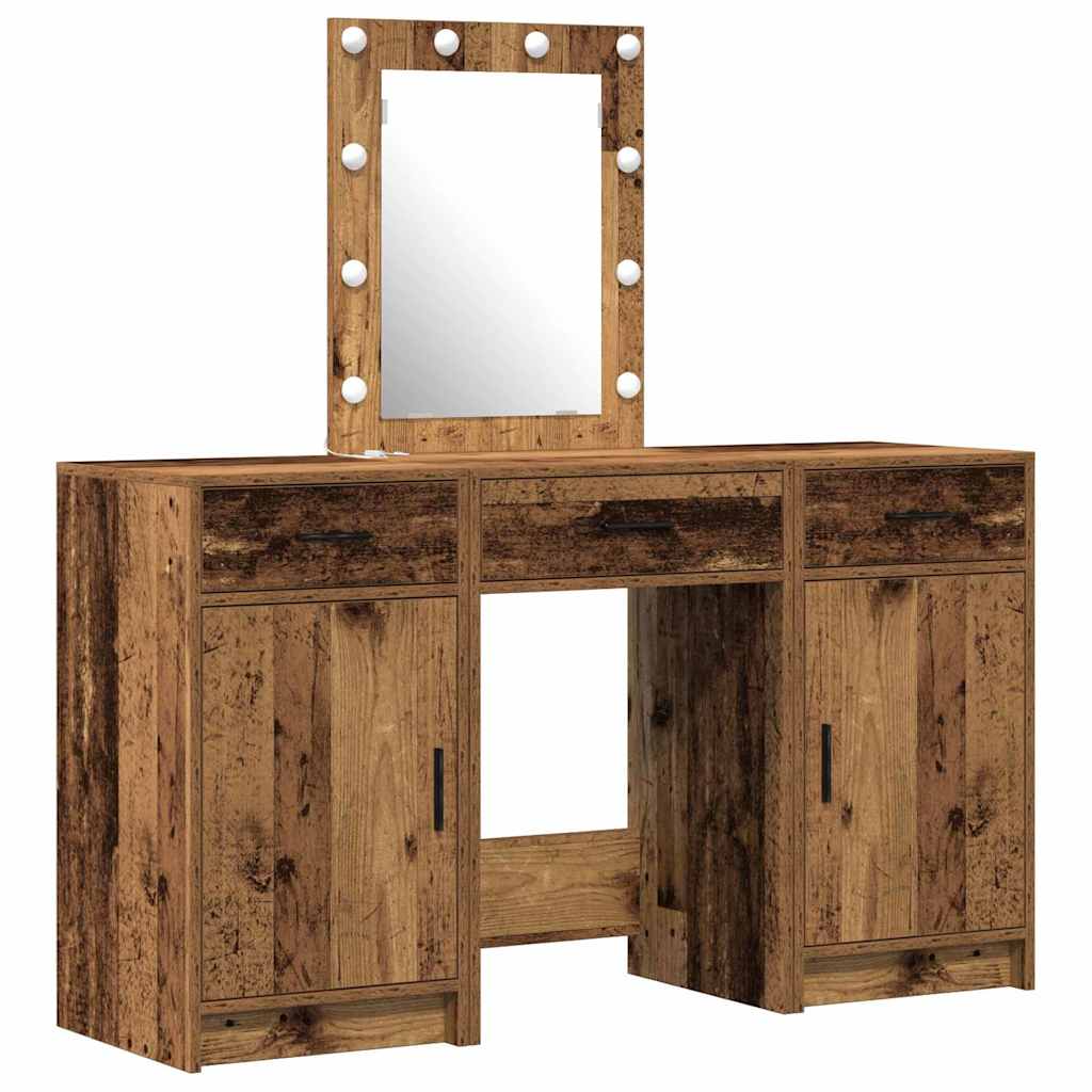 Sminkebord med speillys Brun 50 x 41 x 135 cm Konstruert tre