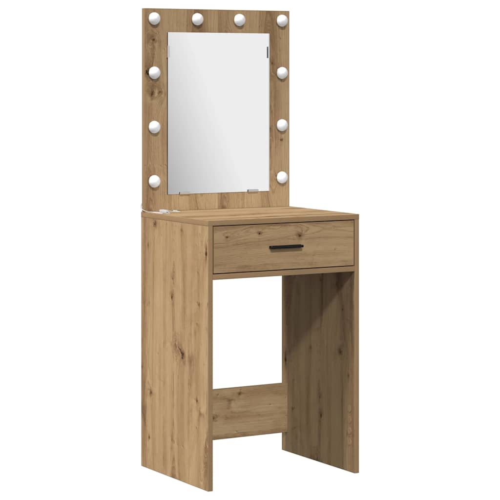 Dressingbordsett med LED 2 pcs Artisan Eik Konstruert tre