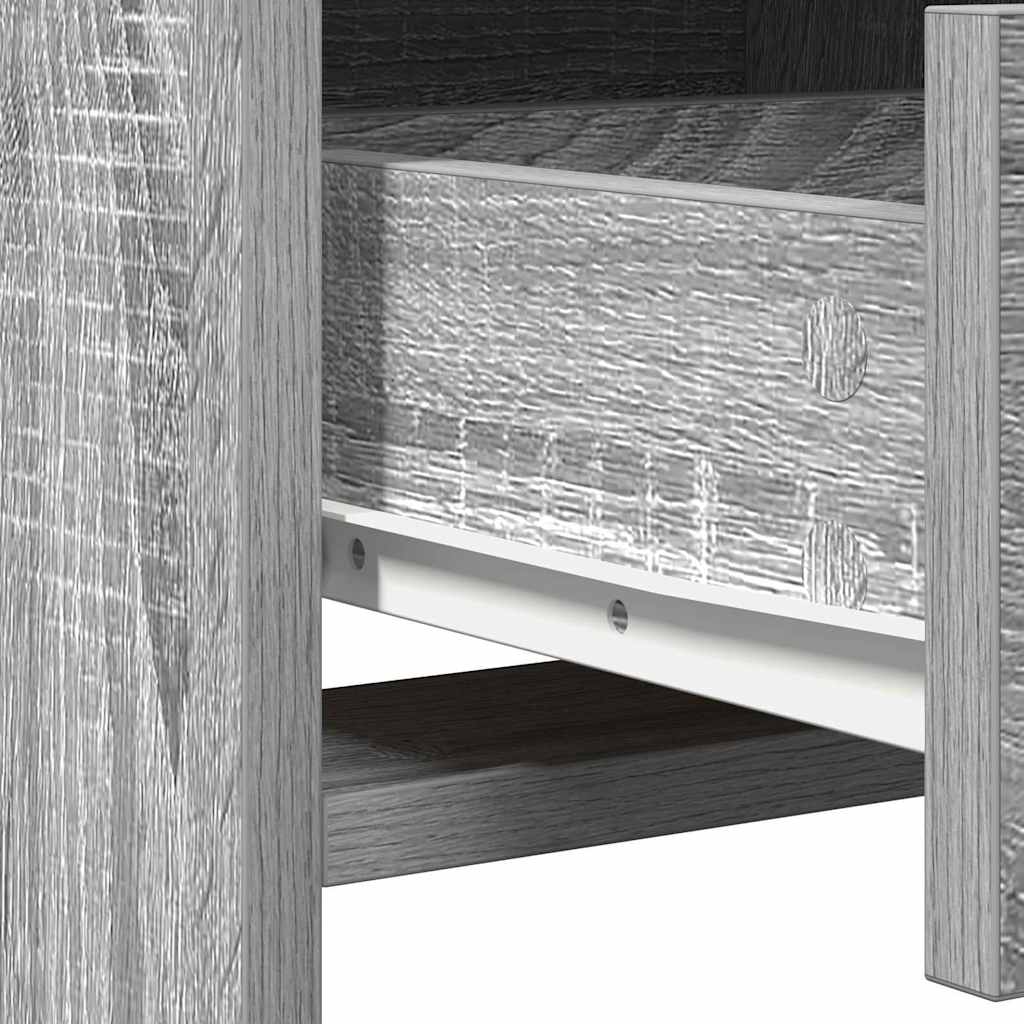 Dressingbordsett med LED 3 pcs Grå Sonoma Konstruert tre