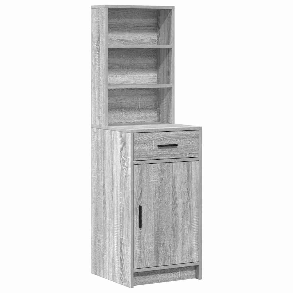 Dressingbordsett med LED 3 pcs Grå Sonoma Konstruert tre