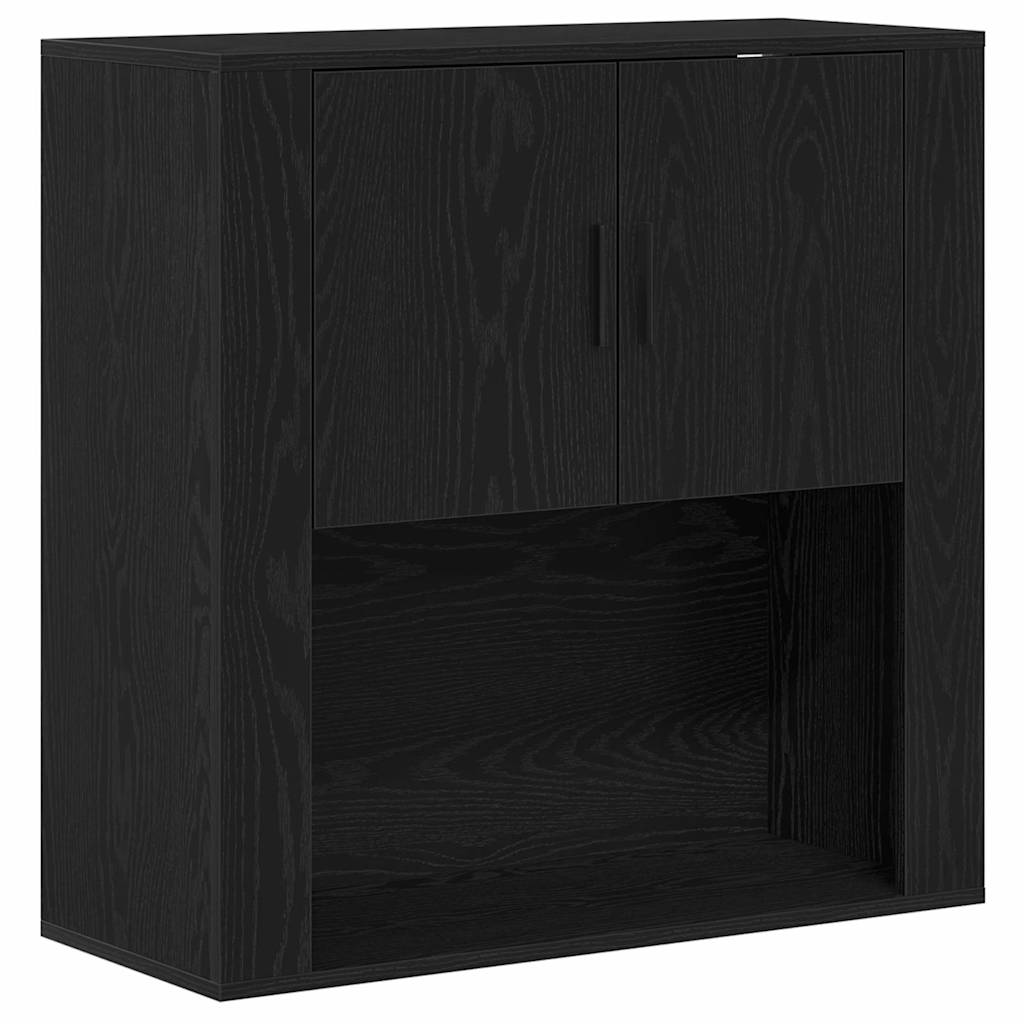 Høyskap med skuff Svart Eik 80 x 33 x 150 cm Konstruert tre
