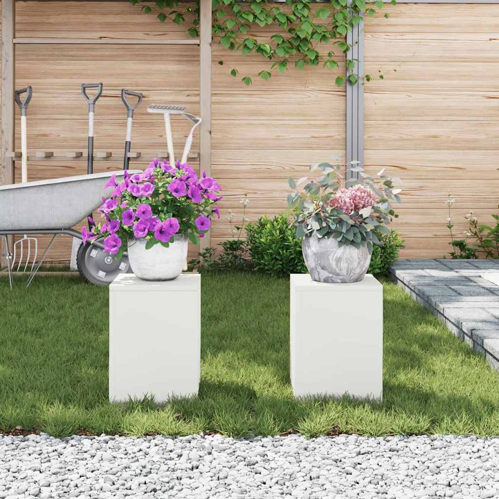 Planteholder 2 pcs Hvit 24 x 24 x 35 cm Stål