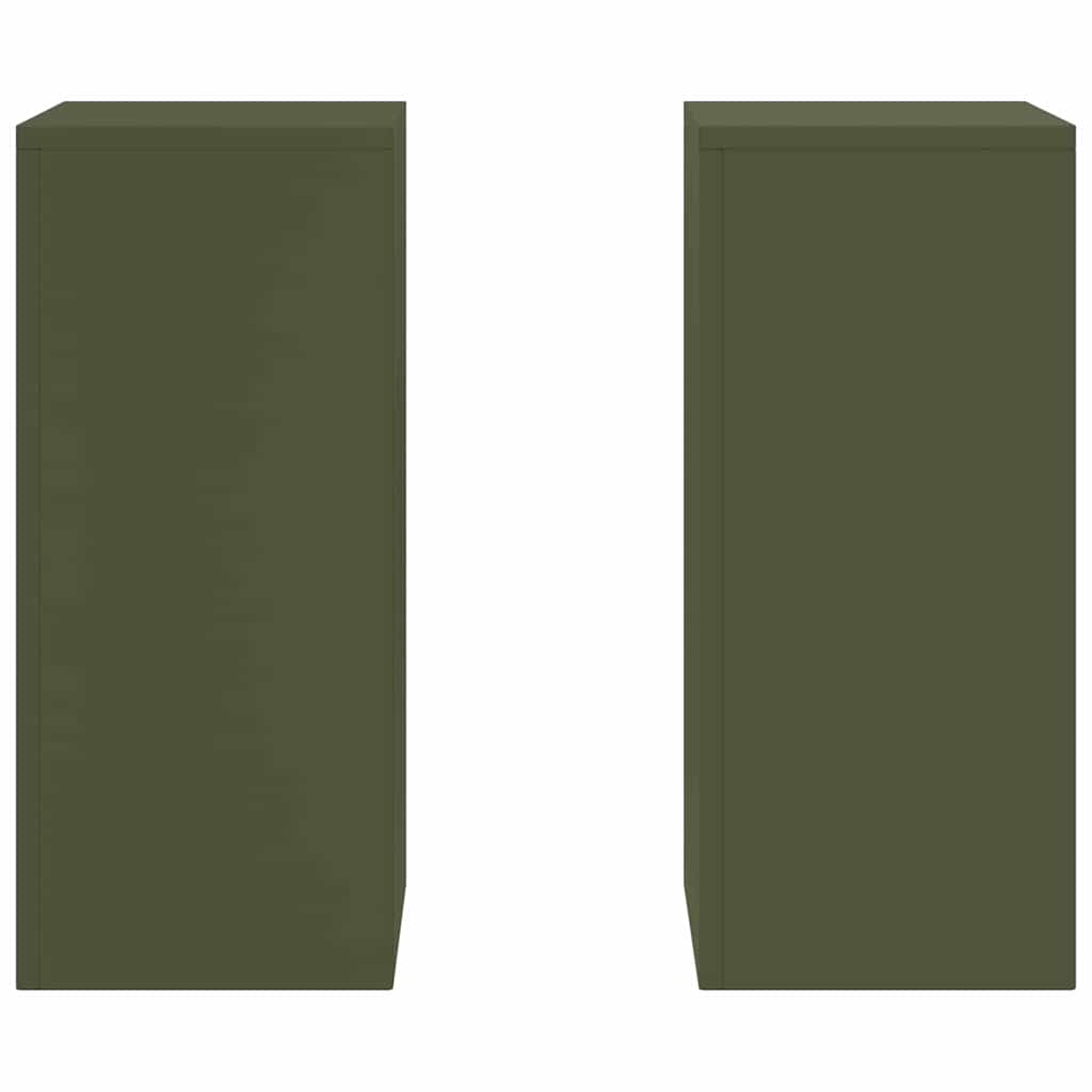 Planteholder 2 pcs Olivengrønn 24 x 24 x 55 cm Stål