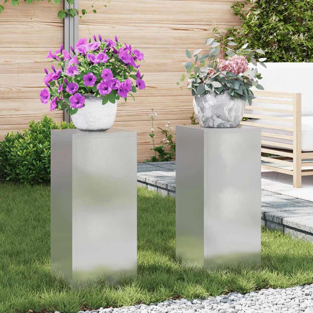 Planteholder 2 pcs sølv 24 x 24 x 55 cm Rustfritt stål