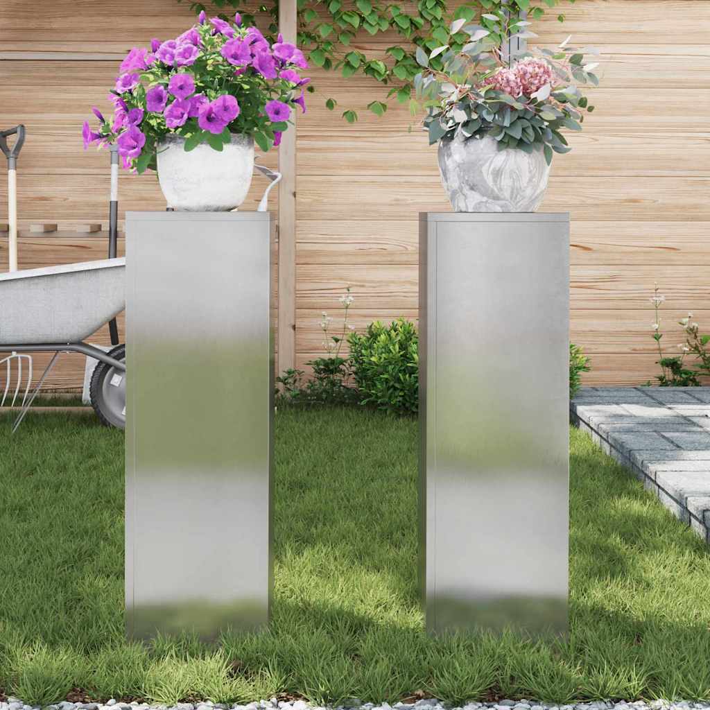 Planteholder 2 pcs sølv 24 x 24 x 75 cm Rustfritt stål