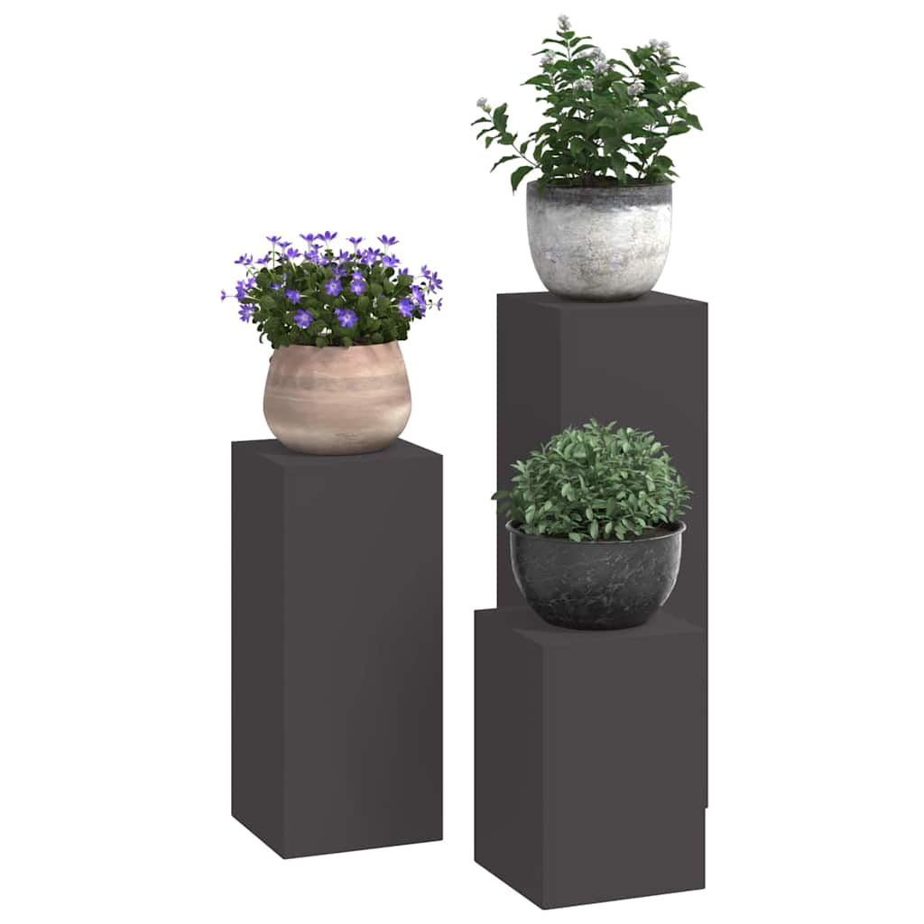 Planteholder 3 pcs Svart Stål