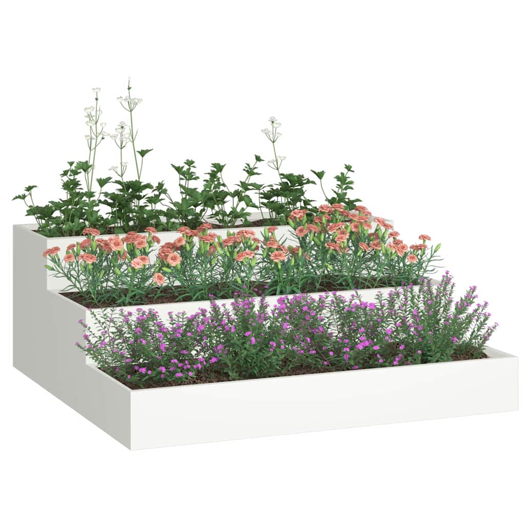 Hageblomsterpotte Hvit 90 x 90 x 35 cm Kaldvalsestål