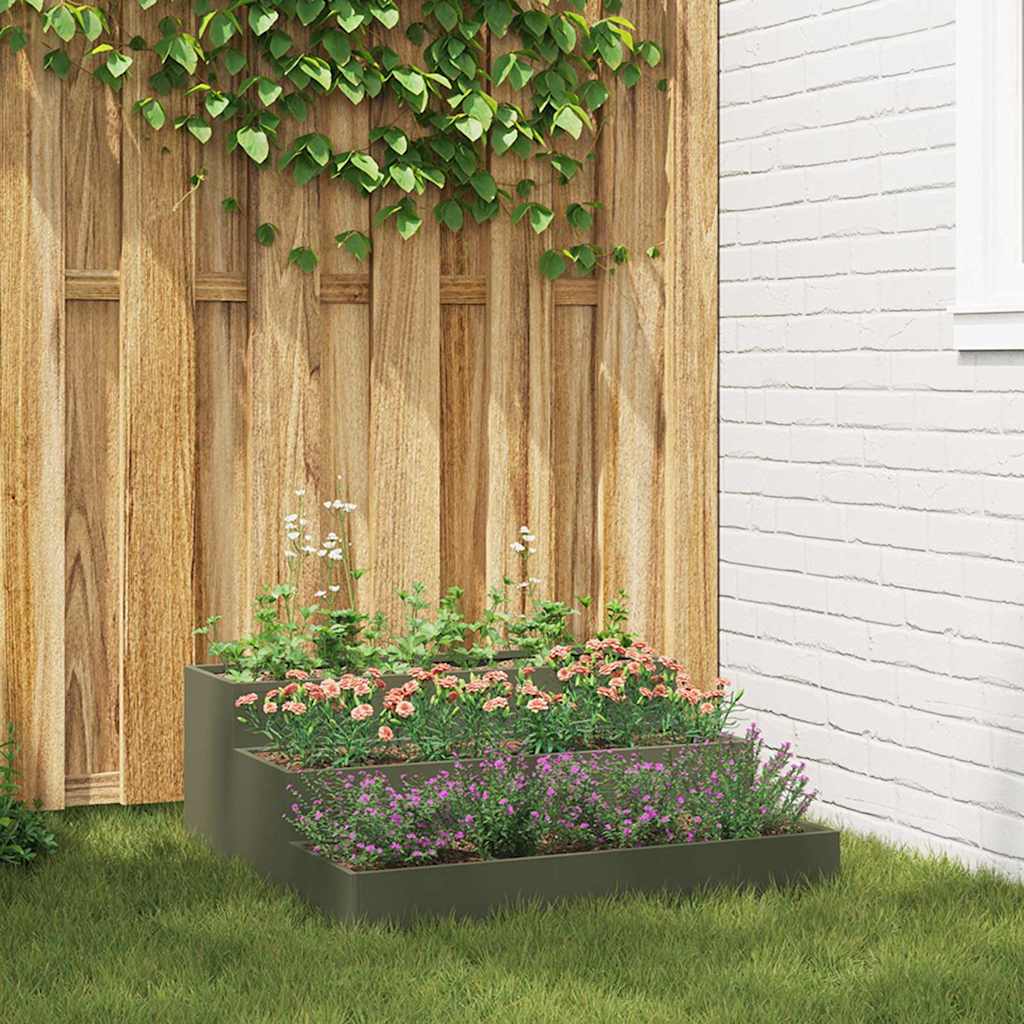 Hageblomsterpotte Olivengrønn 90 x 90 x 35 cm Kaldvalsestål