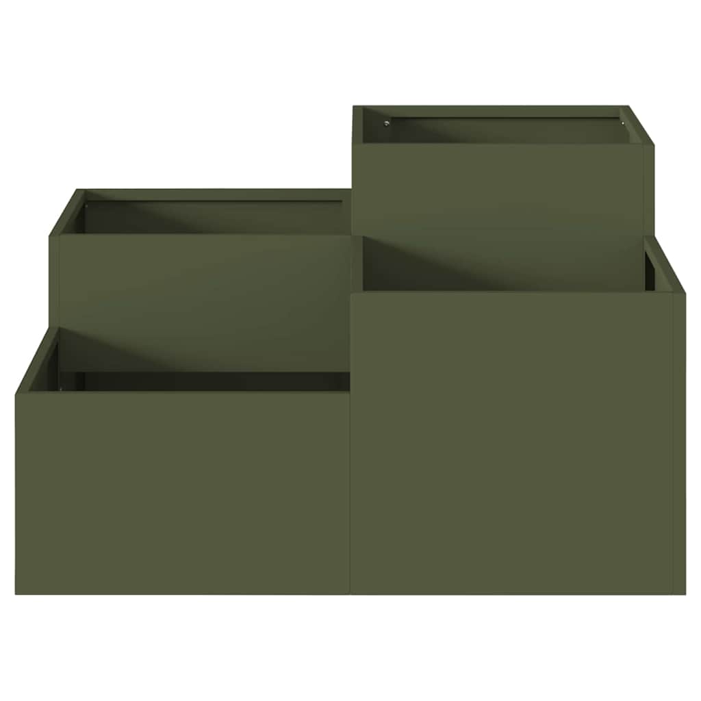 Hageblomsterpotte Olivengrønn 80 x 80 x 48 cm Stål