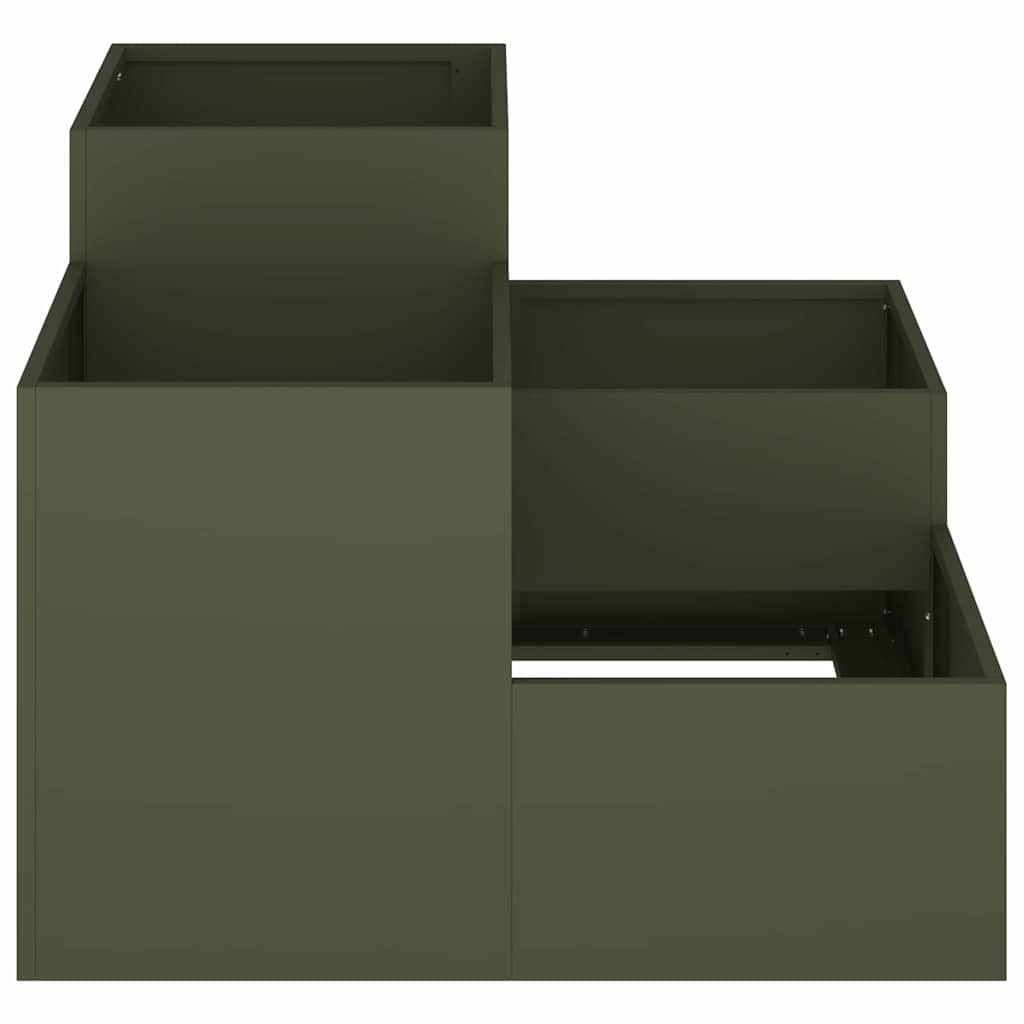 Hageblomsterpotte Olivengrønn 80 x 80 x 60 cm Stål