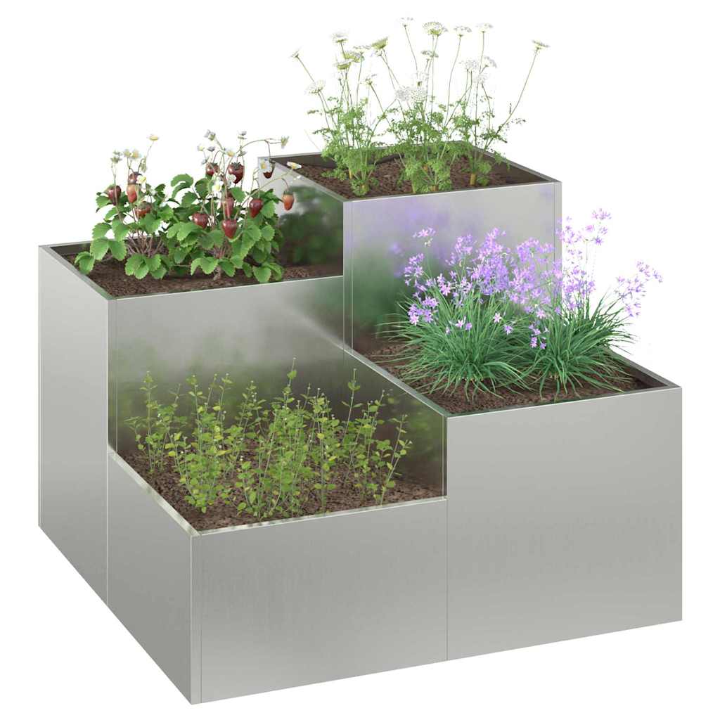Hageblomsterpotte sølv 100 x 100 x 60 cm Galvanisert stål