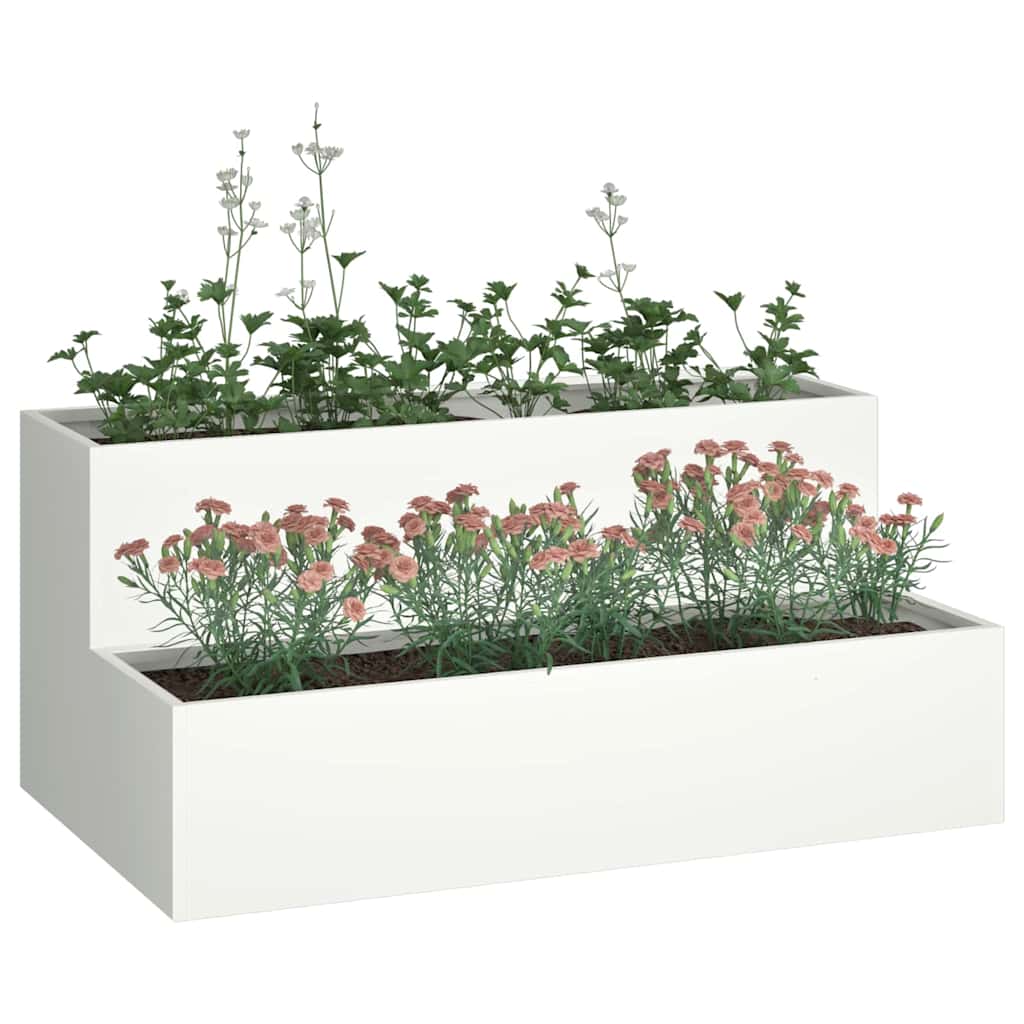 Hageblomsterpotte Hvit 100 x 60 x 45 cm Kaldvalsestål