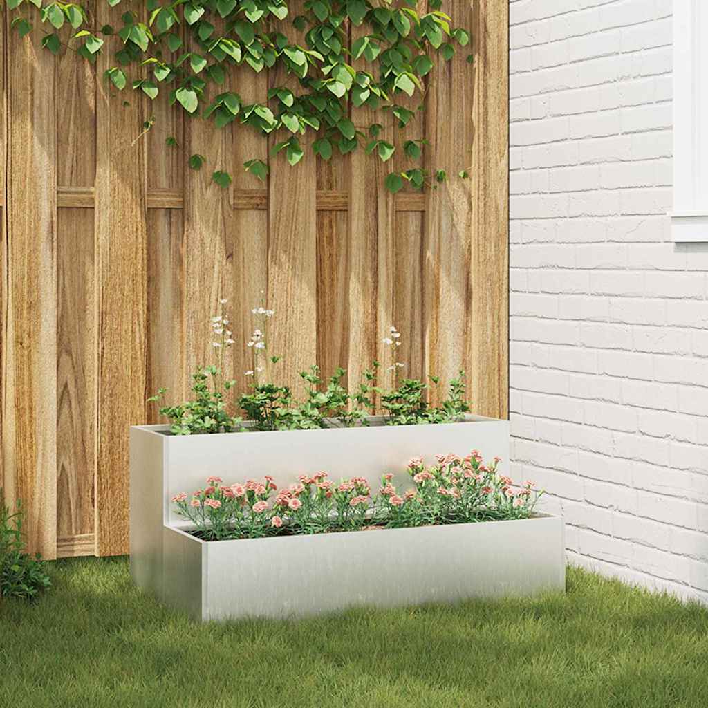 Hageblomsterpotte sølv 100 x 60 x 45 cm Rustfritt Stål