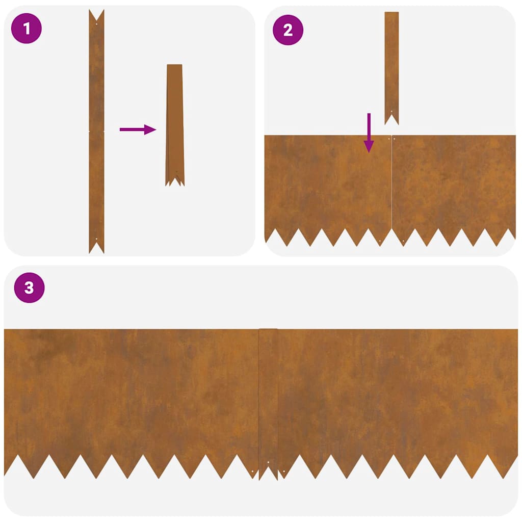 Gjerdekant 20 pcs Rusten 100 x 0,05 x 30 cm Cortenstål