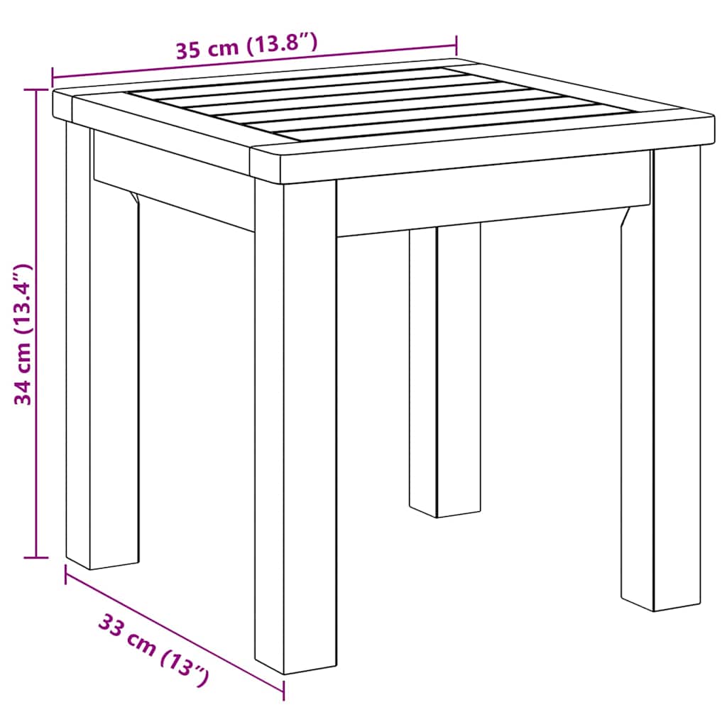 Sidetabell Olje naturlig 35 x 35 x 34 cm Solid akasietre