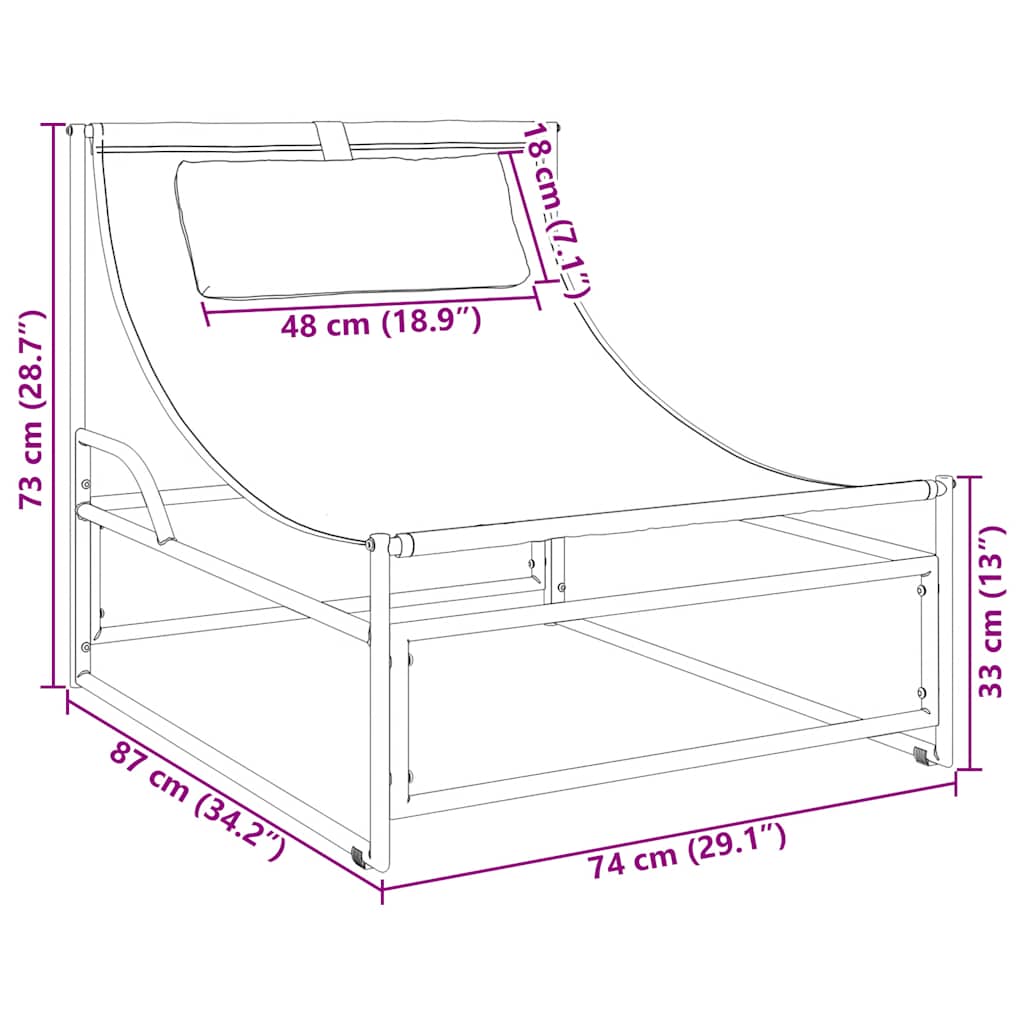 Hagestol antrasitt 87x74x73 cm stål og tekstilene