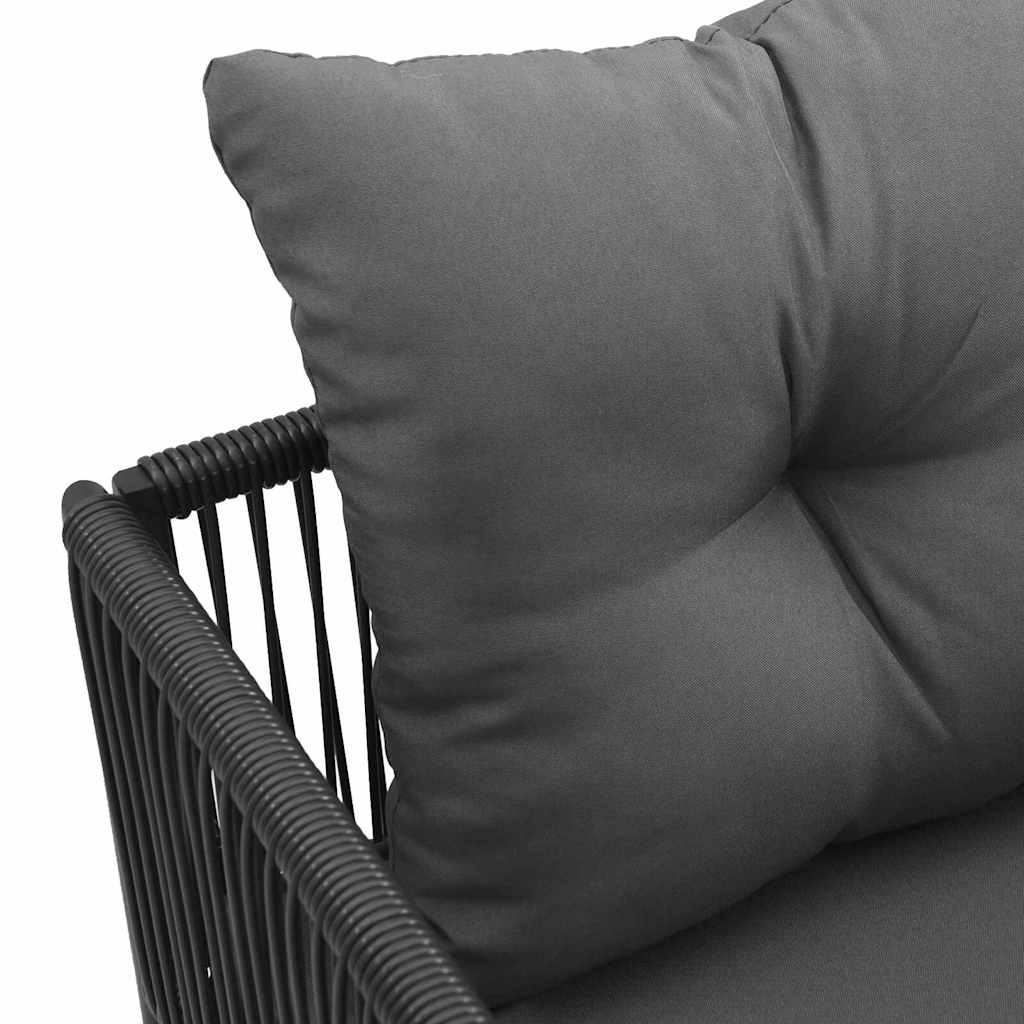 Stol med pute 4 pcs Svart og Anthracite PE Rattan