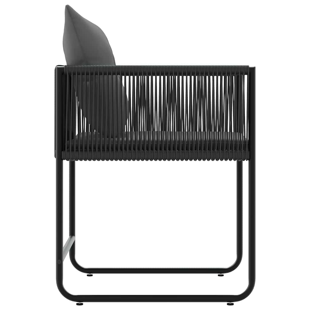 Stol med pute 4 pcs Svart og Anthracite PE Rattan