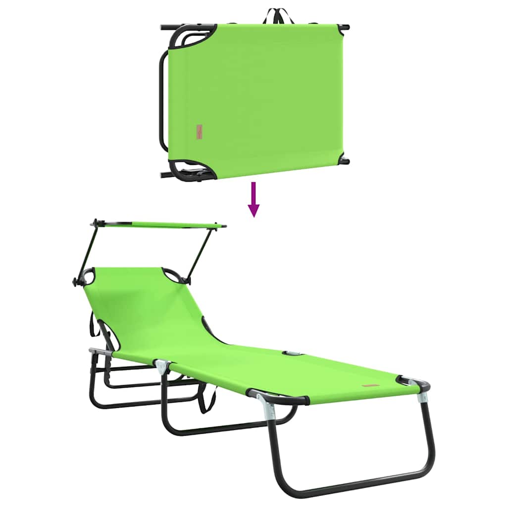 Sammenleggbar solstol 2 pcs grønn 190 x 57 x 81 cm oxford