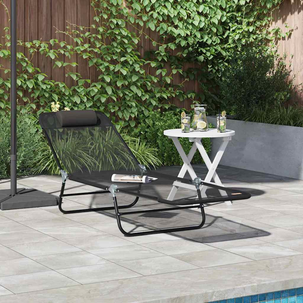 Sammenleggbar solstol Svart 182 x 55 x 85,5 cm Textilene