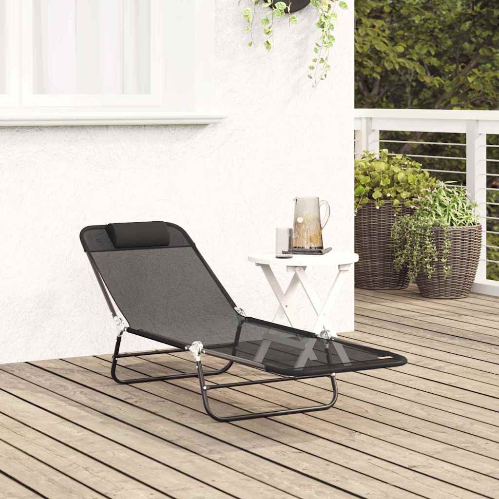 Sammenleggbar solstol Svart 182 x 55 x 85,5 cm Textilene