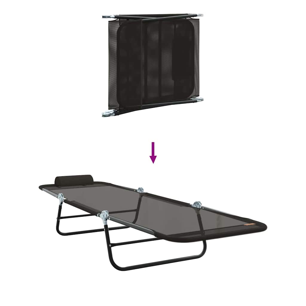 Sammenleggbar solstol Svart 182 x 55 x 85,5 cm Textilene
