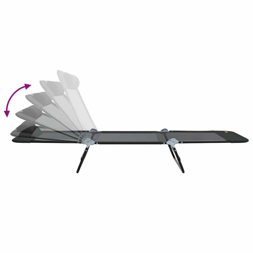 Sammenleggbar solstol Svart 182 x 55 x 85,5 cm Textilene