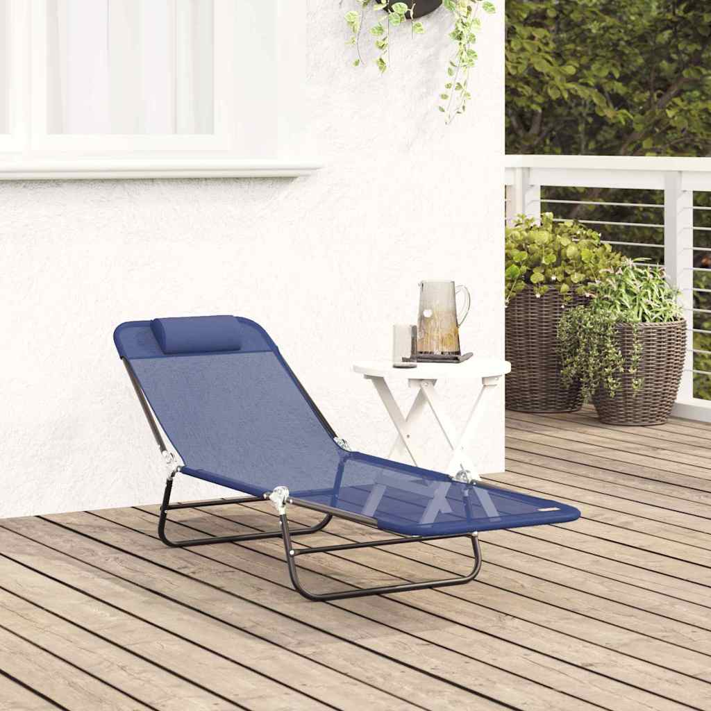 Sammenleggbar solstol Marineblå 182 x 55 x 85,5 cm Textilene