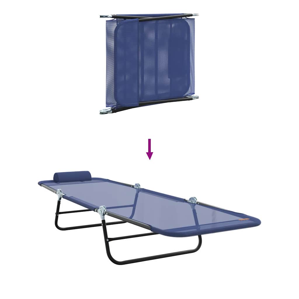 Sammenleggbar solstol Marineblå 182 x 55 x 85,5 cm Textilene