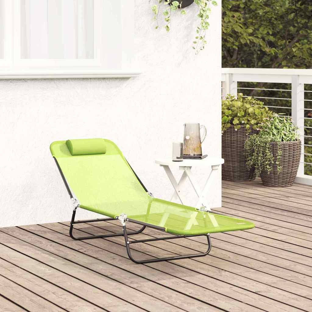 Sammenleggbar solstol grønn 182 x 55 x 85,5 cm Textilene