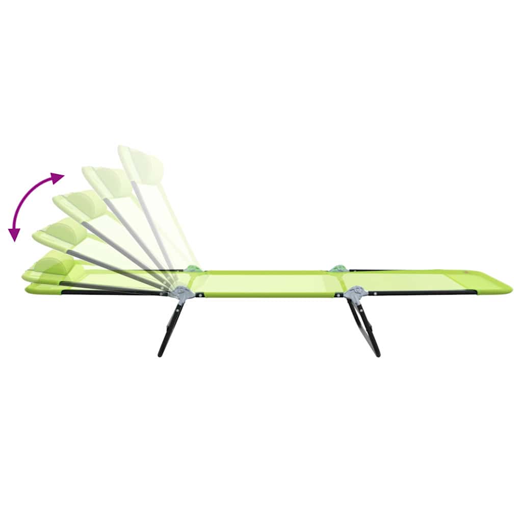 Sammenleggbar solstol grønn 182 x 55 x 85,5 cm Textilene