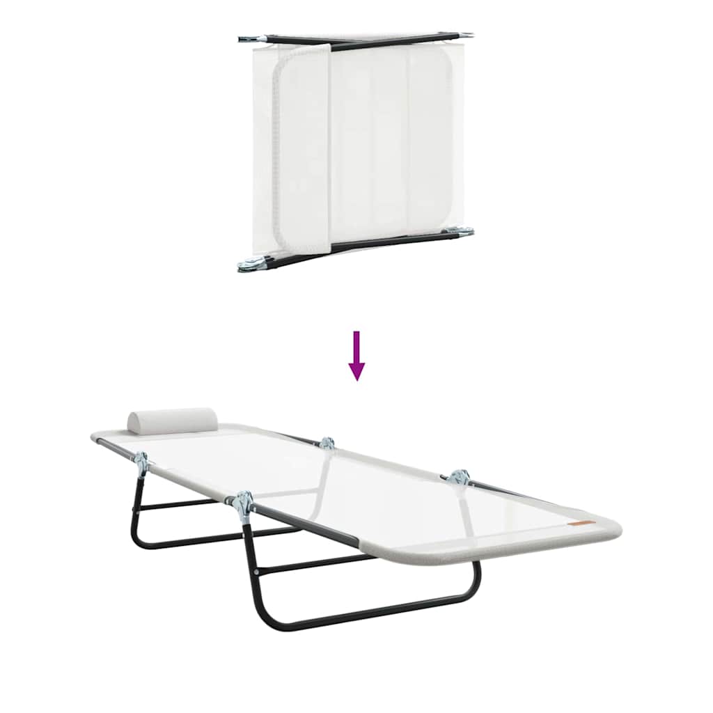 Sammenleggbar solstol 2 pcs Krem 182 x 55 x 85,5 cm Textilene