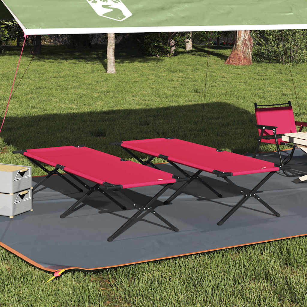 Sammenleggbar camping seng 2 pcs Rød 210 x 80 x 46 cm