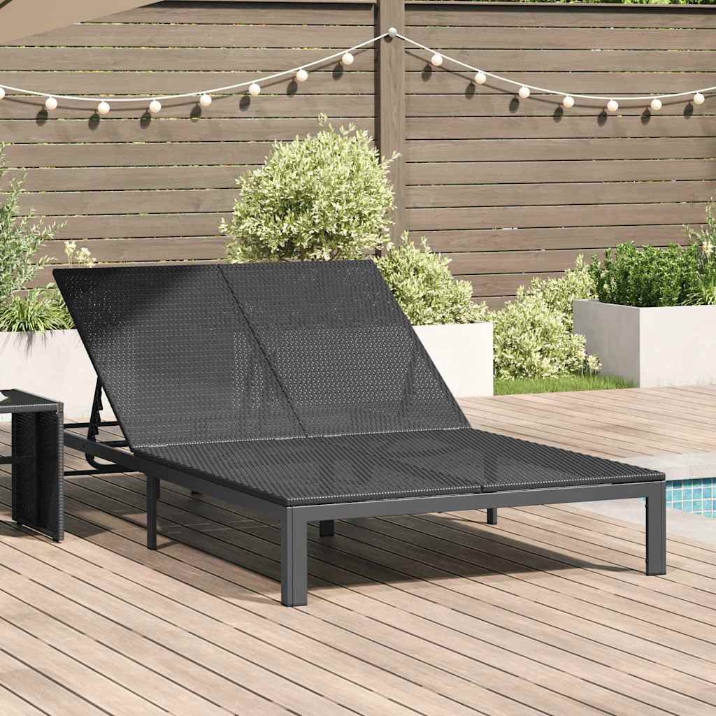 Solseng 1-person Svart 206 x 62.5 x 74 cm polyrotting vidaXL